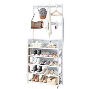 Estante de Almacenamiento <span class=keywords><strong>para</strong></span> Sombreros de 4 Niveles, Resistente y Duradero, Perchero y Zapatero Independiente con Ganchos <span class=keywords><strong>para</strong></span> Sala de Estar - Product Image 4