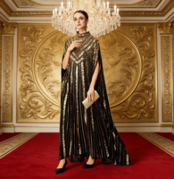 Robe de Soirée de Luxe Scintillante pour Femme, Coupe Ample, Manches Chauve-Souris, Idéale pour Fête, Mariage ou Aïd
