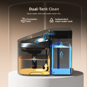 Fontaine à eau pour grand chien 11L, super grande, avec séparation eau propre/eau sale, hauteur 18cm, distributeur automatique pour animaux de compagnie en acier inoxydable - Product Image 5