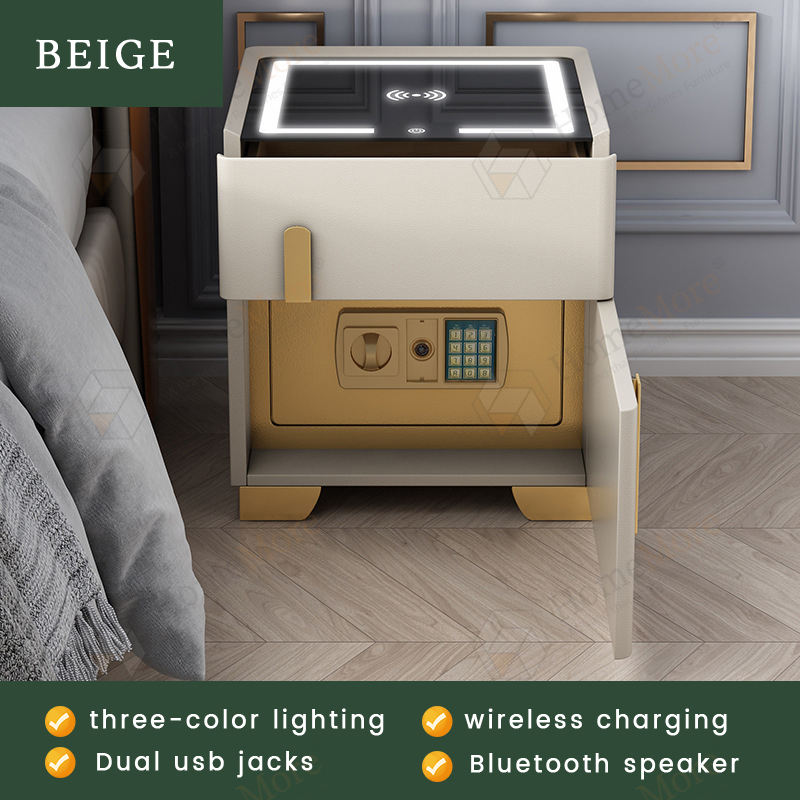 Beige + chargement sans fil + lumière d'ambiance tricolore + USB