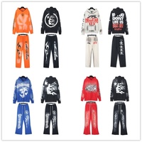Ensemble sweat à capuche et pantalon unisexe en coton style denim délavé à motif lettres, collection automne 2026, pour le commerce transfrontalier