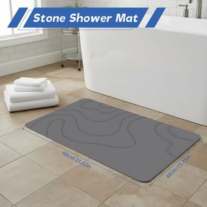 Tapis de bain en pierre de diatomite, séchage rapide, super absorbant, tapis en terre de diatomée, antidérapant et naturel pour le sol de la salle de bain, facile à nettoyer - Product Image 2