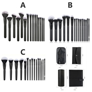 Ensemble de 15 <span class=keywords><strong>pinceaux</strong></span> de maquillage de haute qualité avec logo personnalisé, noirs, pour les <span class=keywords><strong>yeux</strong></span>, le visage et le fond de teint, outils de maquillage professionnels avec manche en bois - Product Image 5