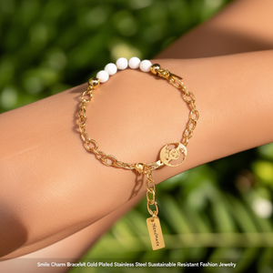 สร้อยข้อมือ Smile Charm ชุบทอง สแตนเลสสตีล ทนทาน เป็นมิตรต่อสิ่งแวดล้อม เครื่องประดับแฟชั่น - Product Image 3