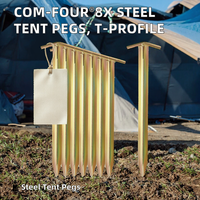 COM-four 8 piquets de tente en acier allié - Longs et robustes, à profil en T, pour le camping et l'utilisation en extérieur sur sol dur