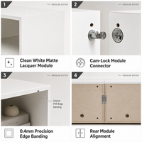 Système mural TV modulaire DIY, modules blancs mats, configuration mixte, assemblage Cam-Lock, vente en gros OEM