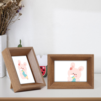 Cadre photo biseauté en MDF Premium 4x6, lot de 2, grain de bois chêne et noyer, pour table ou mur, salon