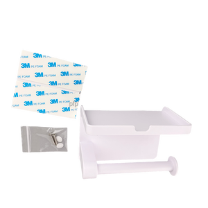 Người giữ giấy vệ sinh màu đen với kệ treo tường bằng băng dính hoặc ốc vít tự dính - Product Image 4