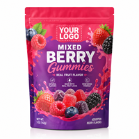 Op maat gedrukte gemengde bessen gummies Mylar zak 3,5g ZA verpakking staande ritssluitingszak voor fruit snoep snack verpakking