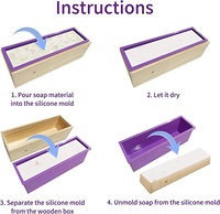 Ensemble de moules à savon en bois, comprenant un moule rectangulaire en silicone avec boîte en bois + une base de découpe en bois + 2 emporte-pièces en métal