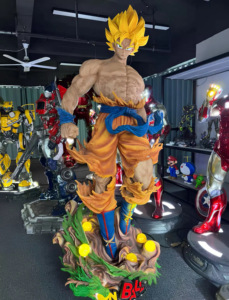 Figura de resina de tamaño real de <span class=keywords><strong>Super</strong></span> Saiyan Goku, estatua coleccionable de anime de dragón, base de Dragon Ball, escultura de gran tamaño para venta al por mayor. - Product Image 4