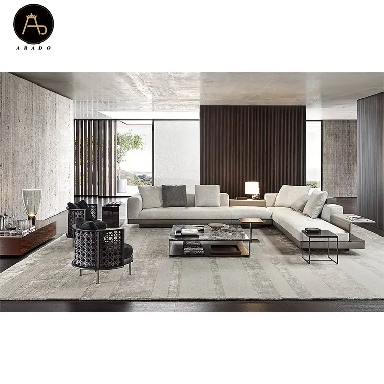 villa customization Italian design modern living room furniture sofa set home furniture l shape fabric sofa