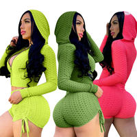 2024 nouveau Design automne hiver femmes décontracté capuche pansement haut court T-Shirt cordon Sport pantalon 2 pièces ensembles de sueur