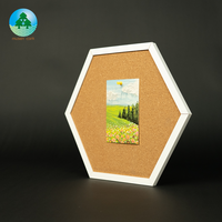 En gros Vintage Mini Mur Pin Board Full Sticky Back carreaux de liège forme hexagonale en bois pour la décoration de la maison Bulletin Décoration