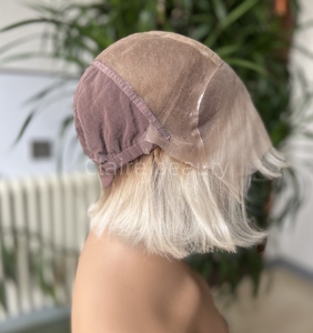 <span class=keywords><strong>Parrucca</strong></span> Medica <span class=keywords><strong>Corta</strong></span> in Pizzo Frontale di Alta Qualità, Grigio Bianco, in Capelli Vergini Europei, Adatta per Donne - Product Image 4