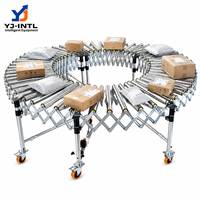 Transportador de Rodillos Telescópico Flexible de Metal Accionado por Gravedad para Cajas y Cartones
