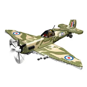 526pcs Supermarine Spitfire MK Warplanes Toy Army Jet Plane Model Kit Plastic Air Force 1 Aircraft Building Block Sets For Kids