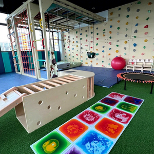 Moetry Sensory Room Kids Indoor <strong>Play</strong> Jungle Gym Wooden Monkey Bars Climbing <strong>Frame</strong> with Gymnastic Therapy Swing - Product Image 1