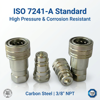 Raccords rapides hydrauliques NAIWO ISO7241-A 3/8" NPT à rupture sèche en acier au carbone, résistants à la corrosion, pour tuyaux et vannes haute pression