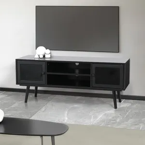 Neueste design hohe qualität PB Bord TV stand mit metall türen und offene lagerung