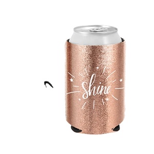 Enfriador de Latas de Cerveza de Neopreno PU Aislado de 12oz y 3mm, Color Plateado Metálico, con Logotipo Personalizado - Product Image 1
