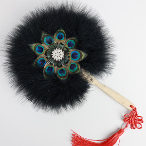 Fan hâm mộ tay lông vũ tự nhiên tay thủ công phong cách retro cổ điển hiệu suất trang trí thanh lịch khiêu vũ <span class=keywords><strong>b</strong></span>ên gấp fan hâm mộ - Product Image 6