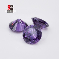 Ametiste CZ taille brillant ronde 4A/5A 6-8mm, pierres précieuses en vrac en gros, Baifu Pierre de naissance de février