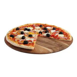 Goede Kwaliteit Custom Pizza En Brood Bakken Ronde Acacia Hout Pizza Schil Serveerschaal Lade Snijplank