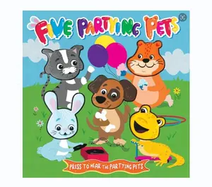 חמישה חיות מחמד מסיבות לגעת ולהרגיש קול ספרים חינוכיים לפעוטות ספרי ילדים המופעלים באמצעות סוללה עם קול