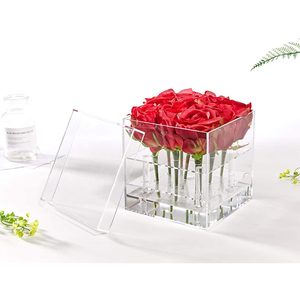 Vaso da fiori rosso da sposa di lusso visualizza supporto 9 fori organizzatore di fiori scatola di immagazzinaggio a 2 livelli <span class=keywords><strong>con</strong></span> <span class=keywords><strong>coperchio</strong></span> scatola regalo rosa - Product Image 3