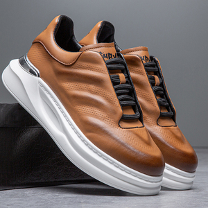 Tùy Chỉnh Thời Trang Người Đàn Ông Của Giản Dị Sneakers Da Chính Hãng Cộng Với Kích Thước Chiều Cao Tăng Giày Ren-up Chống-Trượt Cho Mùa Xuân Mùa Đông - Product Image 5