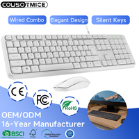 Clavier et souris espagnols et arabes à touches silencieuses, filaires, sans latence, 90 % moins de bruit, combo clavier et souris pour ordinateur – Offre Spéciale