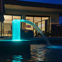 Cascade d'eau en acrylique avec logo personnalisé Water Faery pour piscines intérieures ou extérieures, hôtels, villas, décoration