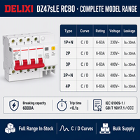 Disjoncteur différentiel DELIXI 32A 4P, courbe D, RCBO 230V 6kA, protection contre les courants résiduels, type AC 30-300mA, rail DIN 35mm