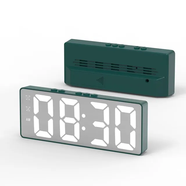 Modern Clock Bedside Digital Alarm Clock Led Mini Student Mirror Clock Voice Control Desktop Stand Temperature Tester Home Decor