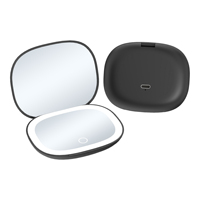 Miroir de maquillage de poche compact, petit, mini, cadeau, table de toilette, pliable, lumières LED, portable, à main, grossissant 5x