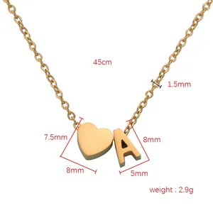 Nouveauté 2026 – Collier pendentif ras-du-cou en acier inoxydable plaqué or 18 carats avec 26 lettres initiales en forme de cœur, idéal pour mariage et fête, pour femme - Product Image 2