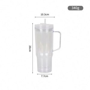 Wholesale BPA FREE Food Safe Eco-Friendly Snow Globe Crafting Blanks 40oz <b>Plastic</b> Double Walled Twist Lid Tumbler Pre-drilled - Product Image 2