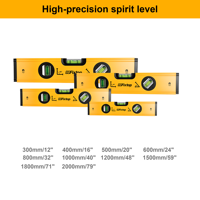 Niveau à bulle GSFixtop 300-1000 mm, épaisseur de paroi 1,2 mm, aluminium 6063, précision 0,5 mm/m pour la construction, la menuiserie, la maçonnerie, OEM