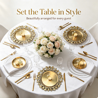 Sous-plat décoratif doré vintage européen, creux et sculpté, en plastique, pour Noël, mariage, fête