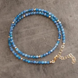 Zooying Keel Chakra Kristal Blauw Kyaniet Kralen Edelsteen Choker Kettingen Voor Vrouwen