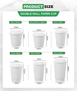 Vasos de Café Desechables de 8oz y 10oz con Logotipo Impreso Personalizado, Estampado en Caliente, con Tapa, Doble Capa de Papel - Product Image 3