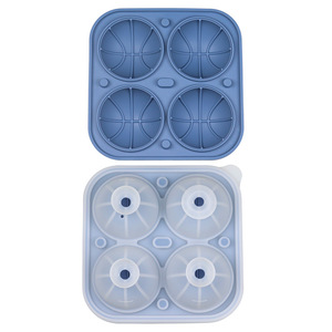 Venta al por mayor personalizado fútbol baloncesto Rugby pelota comida redonda gran cocina Bar silicona hielo rejilla molde cubo bandeja con contenedor - Product Image 6