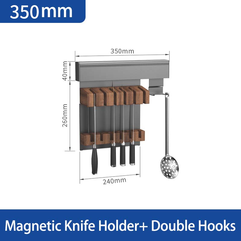 Soporte magnético para cuchillos de 350 mm + ganchos dobles