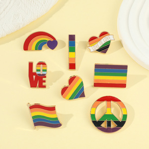 定制骄傲派对偏爱Lgbtq翻领珐琅别针胸针徽章圆形彩虹纽扣国旗同性恋骄傲翻领别针 - Product Image 2