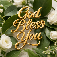 Broche en métal ajouré doré avec lettre anglaise 'God Bless You', bijou inspirant pour la foi, la foi en l'amour, l'inspiration, cadeau d'anniversaire