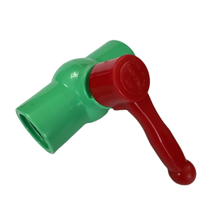 Vanne à bille en plastique fileté PVC 2 voies avec poignée longue rouge, 1/2 à 4 pouces - Product Image 3