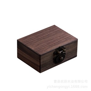 Retro Wooden <b>Box</b> 11x8x5cm <b>Lockable</b> Solid Wood Desktop <b>Storage</b> For Jewelry And Antiques - Product Image 4