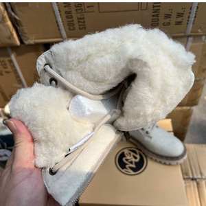 Stivaletti da <span class=keywords><strong>Donna</strong></span> Foderati in Pile Caldo, Texture Scamosciata, Allacciatura, Suola Spessa, <span class=keywords><strong>Beige</strong></span>, <span class=keywords><strong>Stivali</strong></span> Invernali Casual alla Moda per Signore - Product Image 4