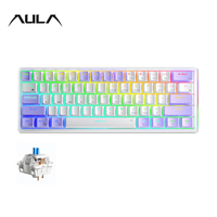 Clavier de jeu mécanique AULA F3361, 61 touches, USB Type-C, échangeable à chaud, rétroéclairage RVB, programmable, filaire + sans fil 2.4G, plastique